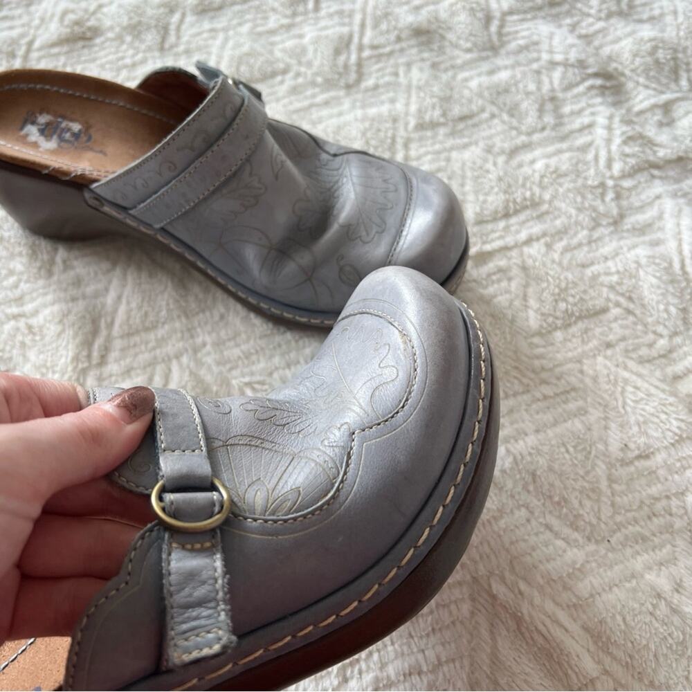 Indigo by Clarks Light Blue Leather Heeled Clogs - Picture 6 of 14